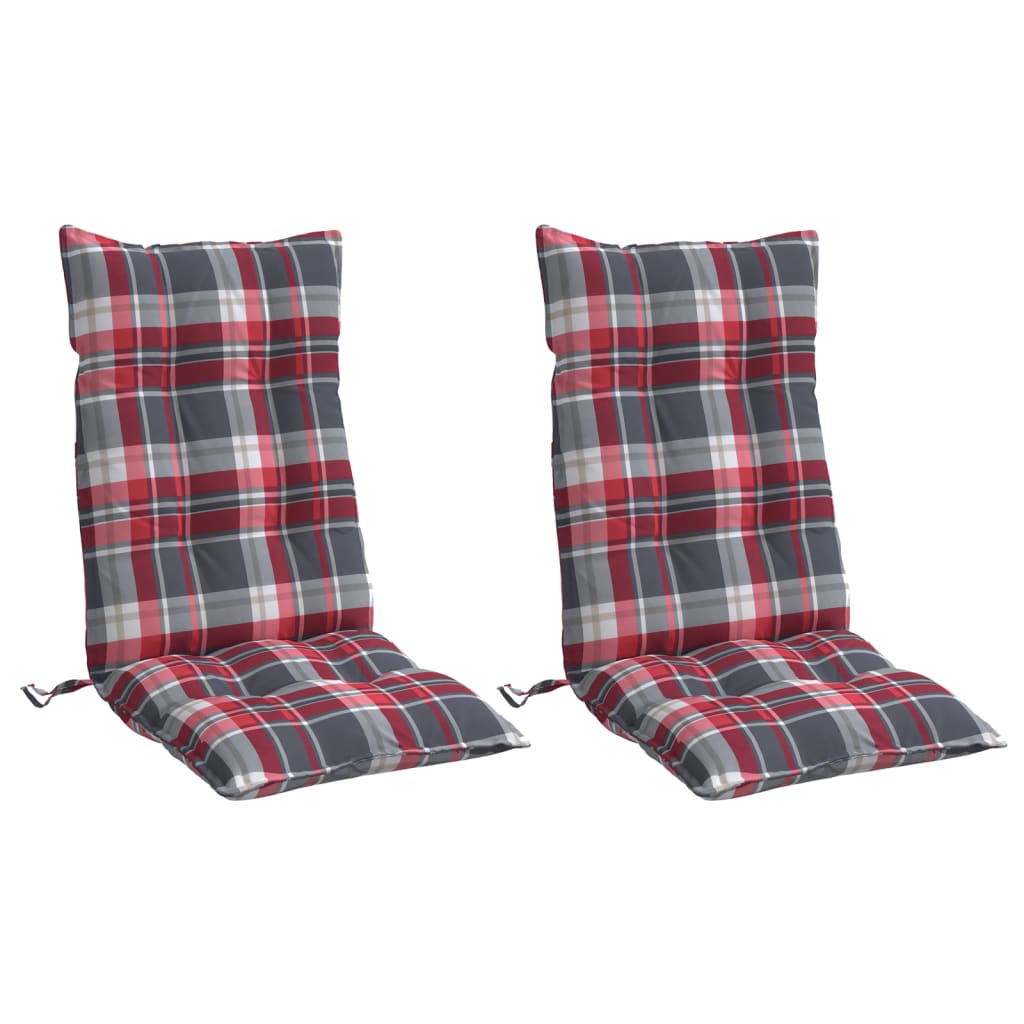 Stoelkussens 2 St Hoge Rug Ruitpatroon Oxford Stof Rood