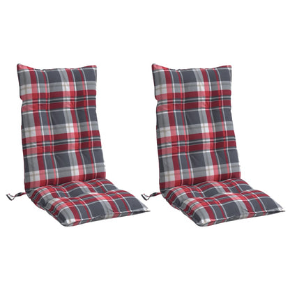 Stoelkussens 2 St Hoge Rug Ruitpatroon Oxford Stof Rood
