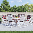 Stoelkussens 6 stuks 120x50x7 cm ruitpatroon rood