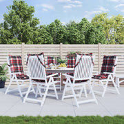 Stoelkussens 6 stuks 120x50x7 cm ruitpatroon rood
