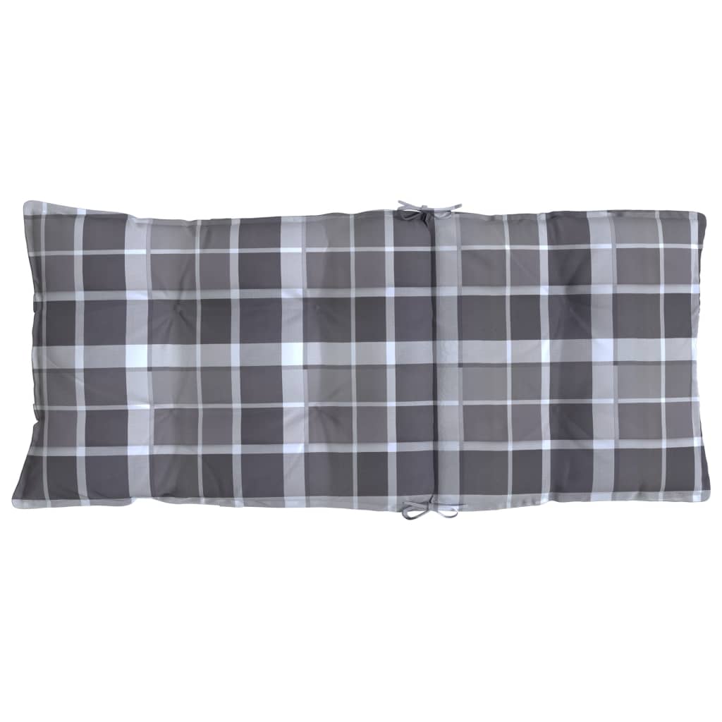 Stoelkussens 2 St Hoge Rug Ruitpatroon Oxford Stof Grijs Blauw