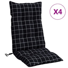 Stoelkussens Hoge Rug Ruitpatroon Oxford Stof Zwart 4