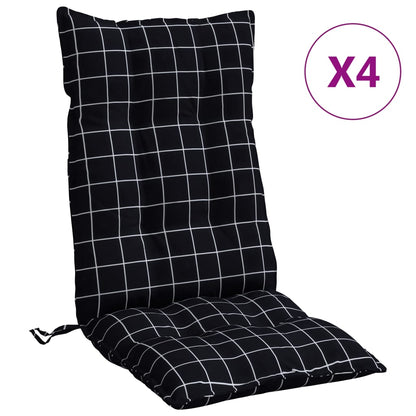 Stoelkussens Hoge Rug Ruitpatroon Oxford Stof Zwart 4