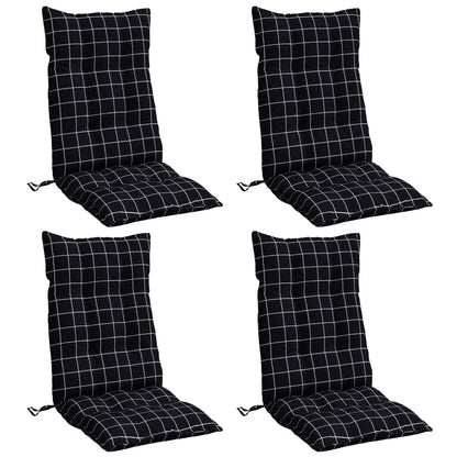 Stoelkussens Hoge Rug Ruitpatroon Oxford Stof Zwart 4