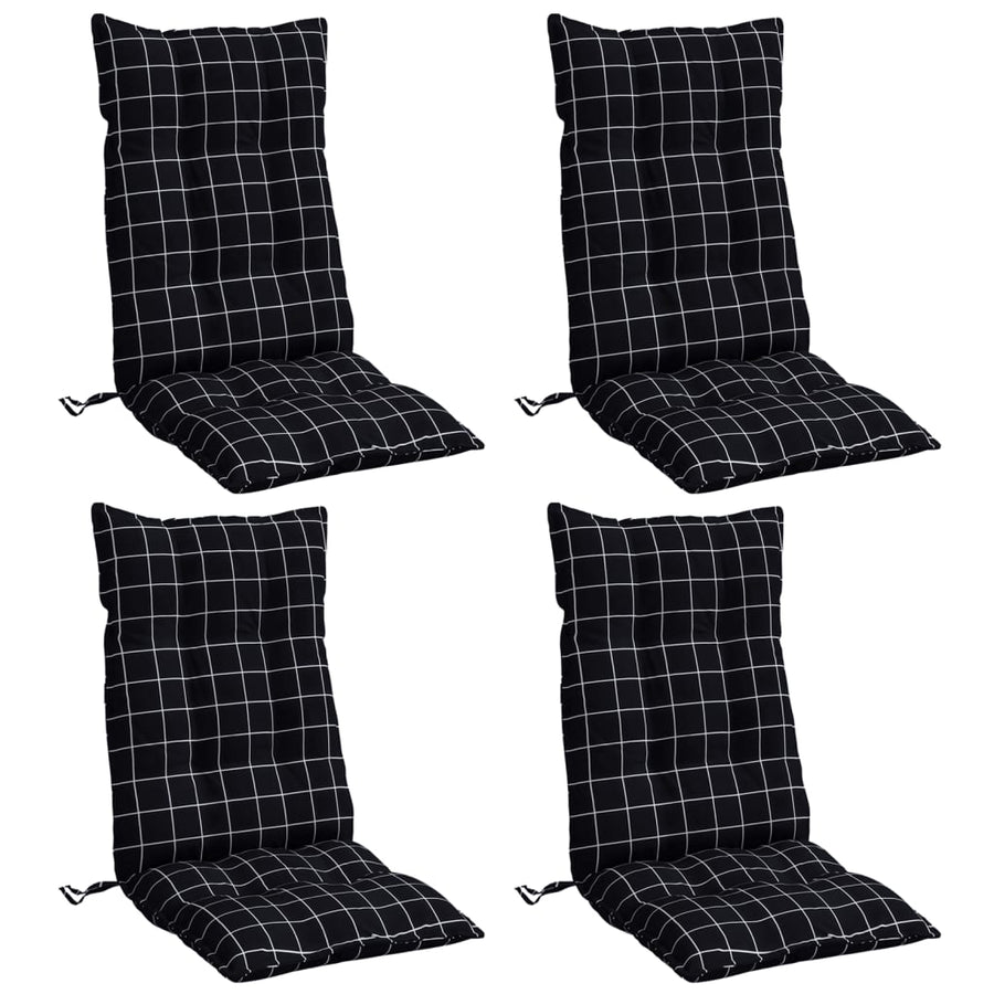 Stoelkussens Hoge Rug Ruitpatroon Oxford Stof Zwart 4