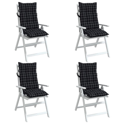 Stoelkussens Hoge Rug Ruitpatroon Oxford Stof Zwart 4