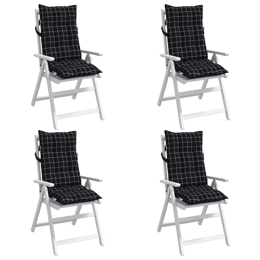 Stoelkussens Hoge Rug Ruitpatroon Oxford Stof Zwart 4