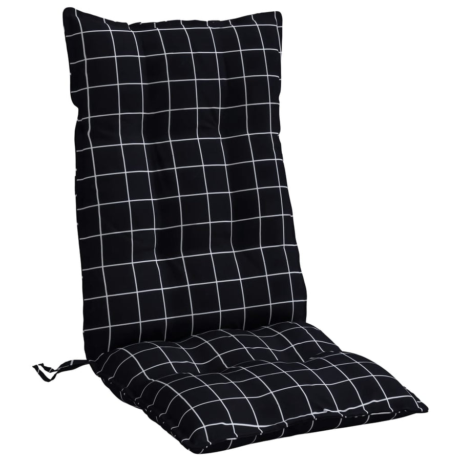 Stoelkussens Hoge Rug Ruitpatroon Oxford Stof Zwart 4