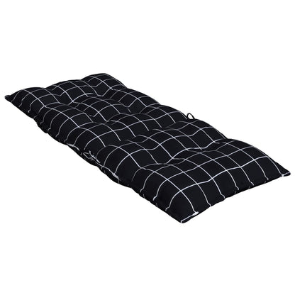 Stoelkussens Hoge Rug Ruitpatroon Oxford Stof Zwart 4