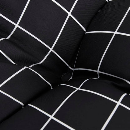 Stoelkussens Hoge Rug Ruitpatroon Oxford Stof Zwart 4