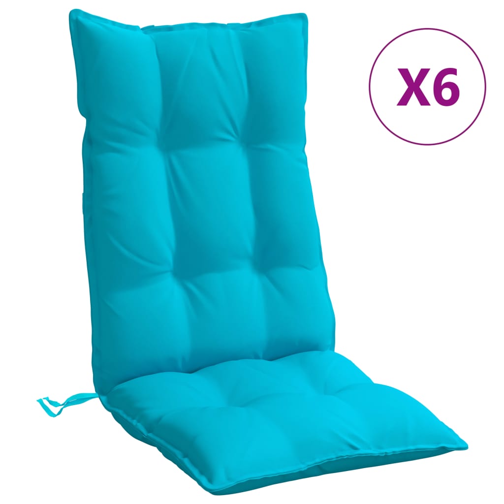 Stoelkussens 6 St Hoge Rug Oxford Stof Turquoise Blauw