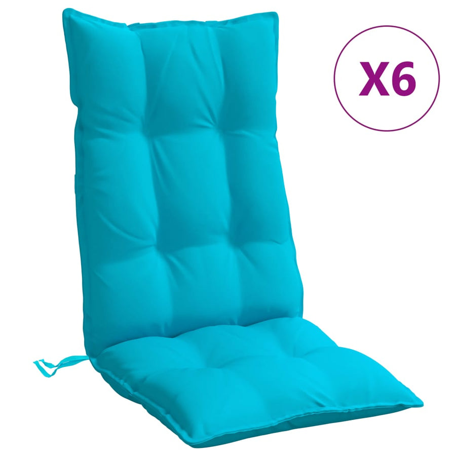 Stoelkussens 6 St Hoge Rug Oxford Stof Turquoise Blauw