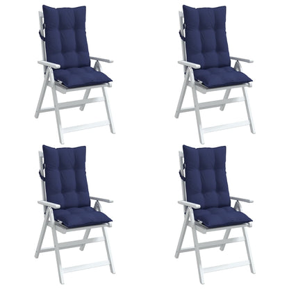 Stoelkussens 4 St Hoge Rug Oxford Stof Marineblauw