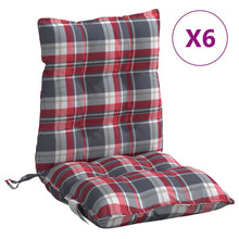 Stoelkussens 6 st lage rug ruitpatroon oxford stof rood
