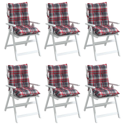 Stoelkussens 6 st lage rug ruitpatroon oxford stof rood