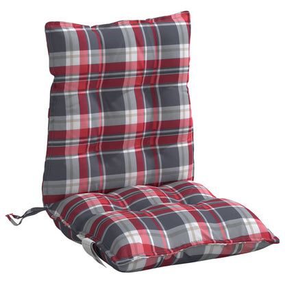 Stoelkussens 6 st lage rug ruitpatroon oxford stof rood