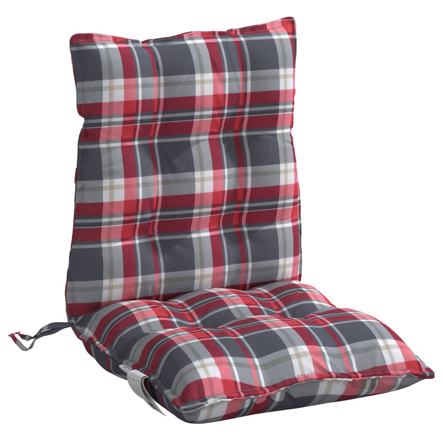 Stoelkussens 6 st lage rug ruitpatroon oxford stof rood