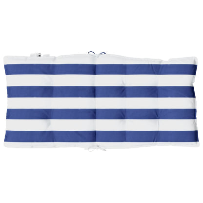 Stoelkussens 2 st lage rug gestreept stof wit en blauw