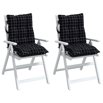 Stoelkussens 2 St Lage Rug Ruitpatroon Oxford Stof Zwart