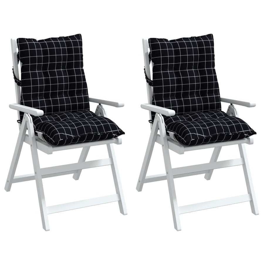 Stoelkussens 2 St Lage Rug Ruitpatroon Oxford Stof Zwart