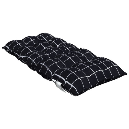 Stoelkussens 4 st lage rug ruitpatroon oxford stof zwart
