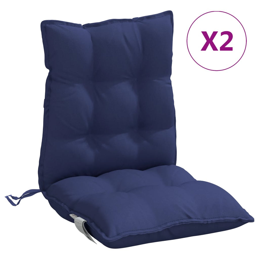 Stoelkussens 2 st lage rug oxford stof marineblauw