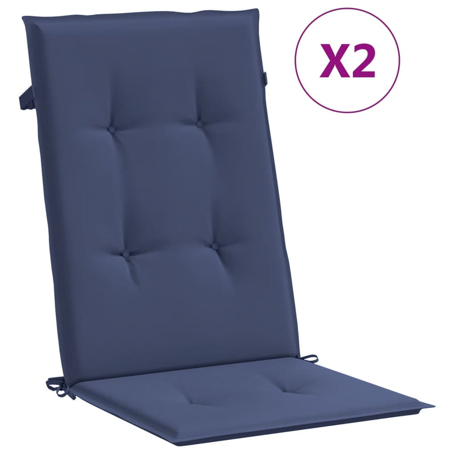 Stoelkussens Hoge Rug Stof Marineblauw 2