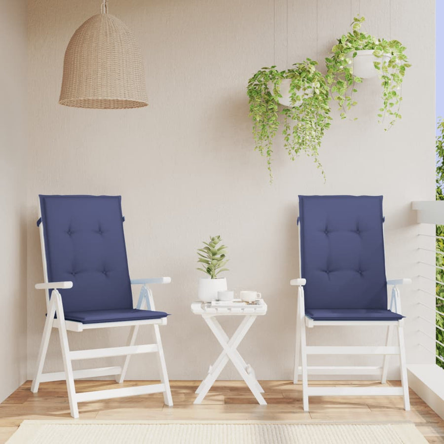 Stoelkussens Hoge Rug Stof Marineblauw 2