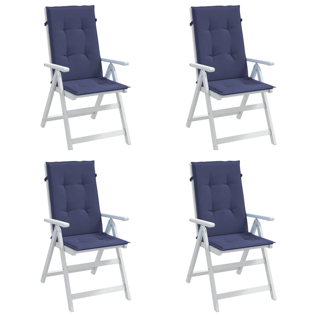 Stoelkussens 4 St Hoge Rug Stof Marineblauw Taupe