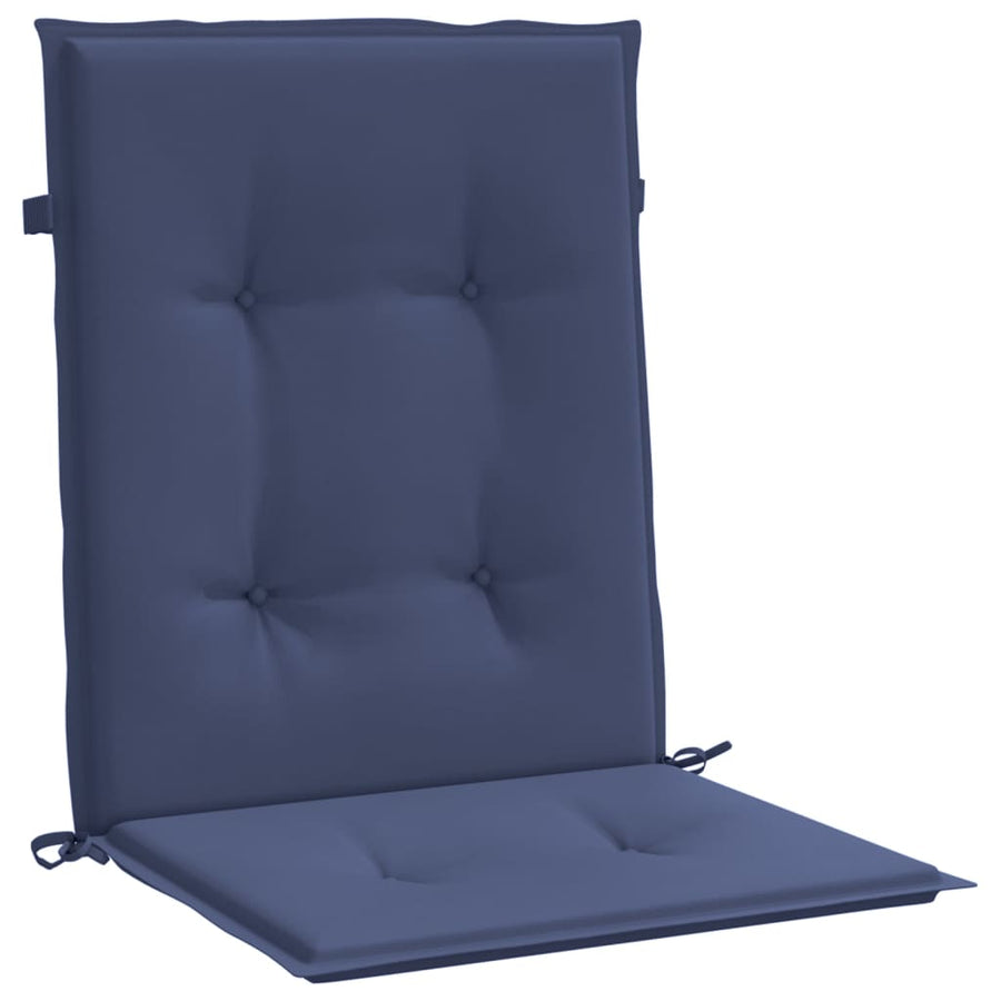 Stoelkussens 2 st lage rug stof marineblauw