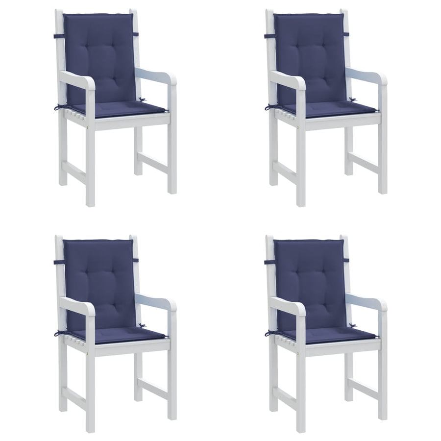 Stoelkussens 4 st lage rug stof marineblauw