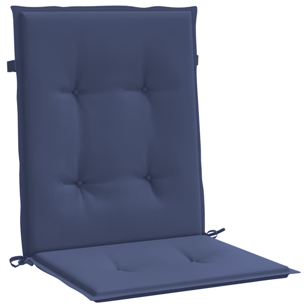 Stoelkussens 4 st lage rug stof marineblauw