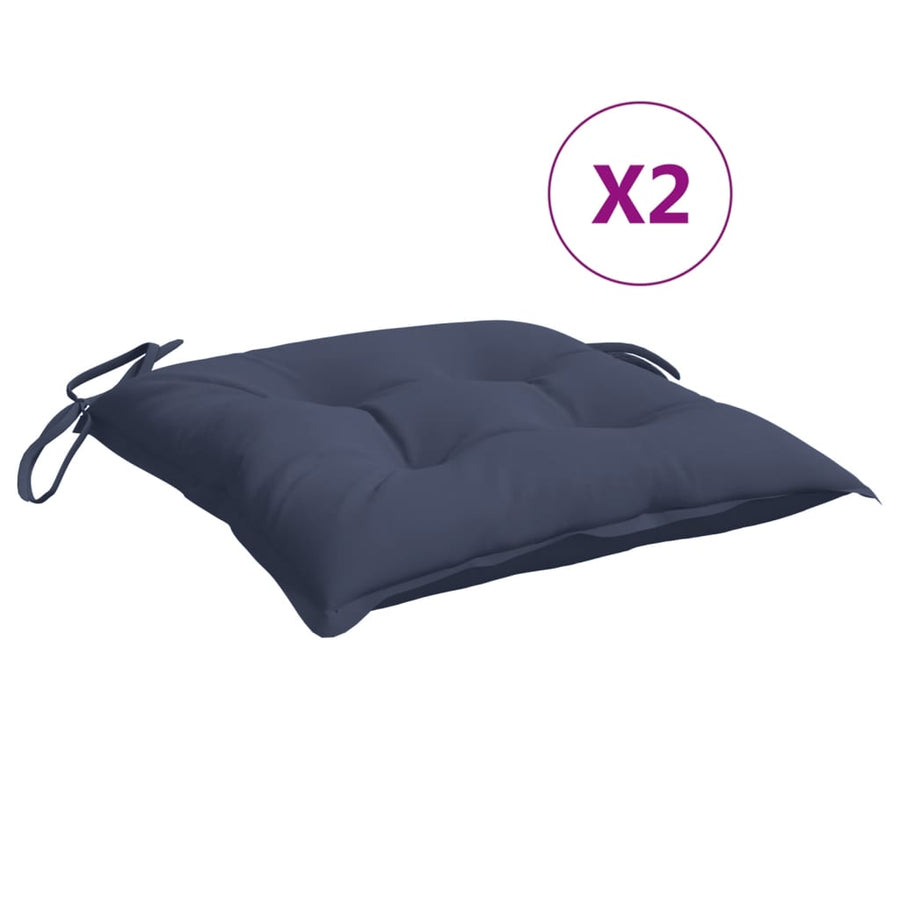 Stoelkussens 2 st 40x40x7 cm oxford stof marineblauw
