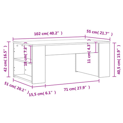 Salontafel 102x50x42 cm bewerkt hout zwart