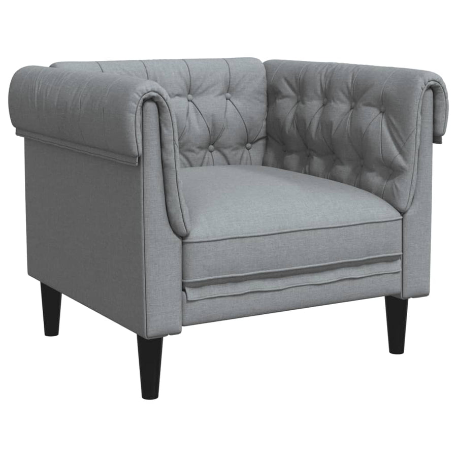 Fauteuil Chesterfield-Stijl Stof Lichtgrijs
