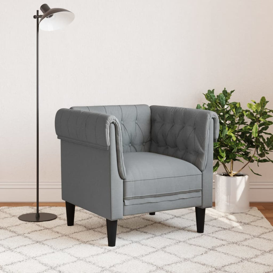 Fauteuil Chesterfield-Stijl Stof Lichtgrijs