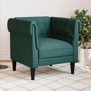 Fauteuil donkergroen stof Chesterfield-stijl