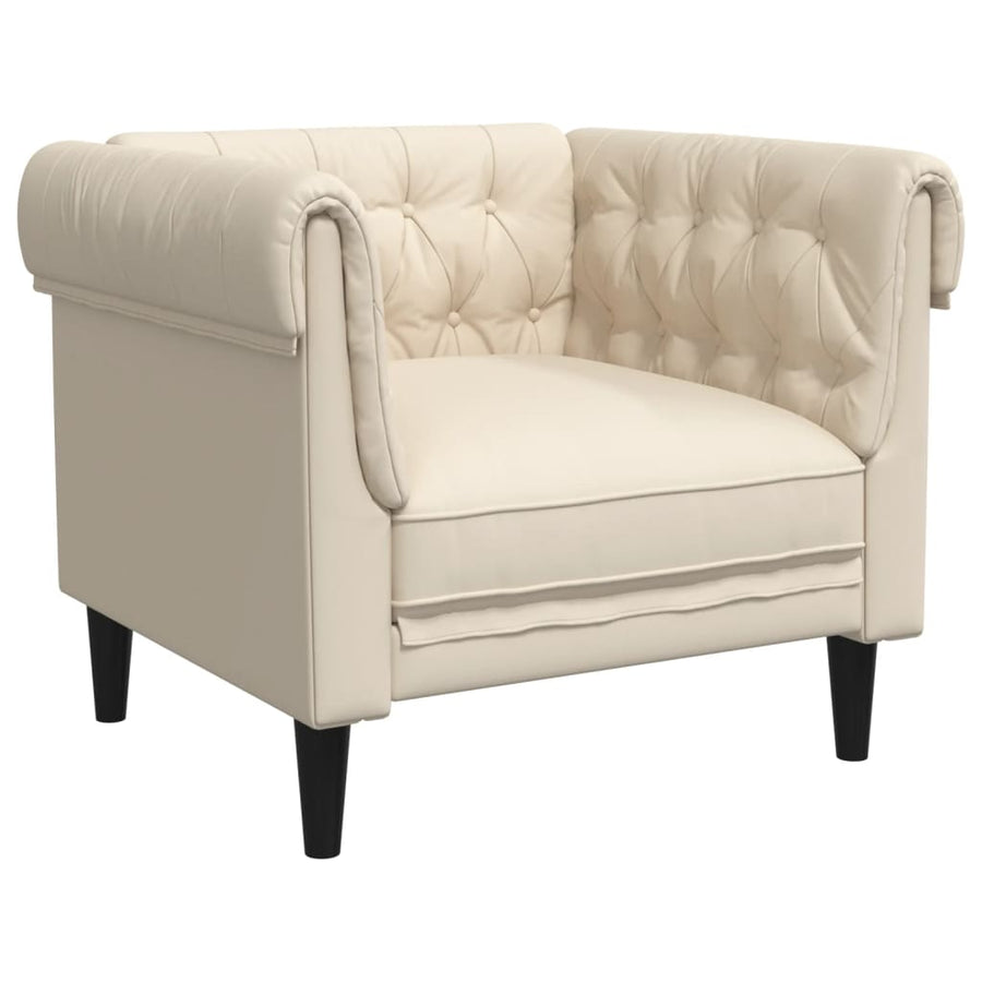 Fauteuil Chesterfield-stijl stof crèmekleurig