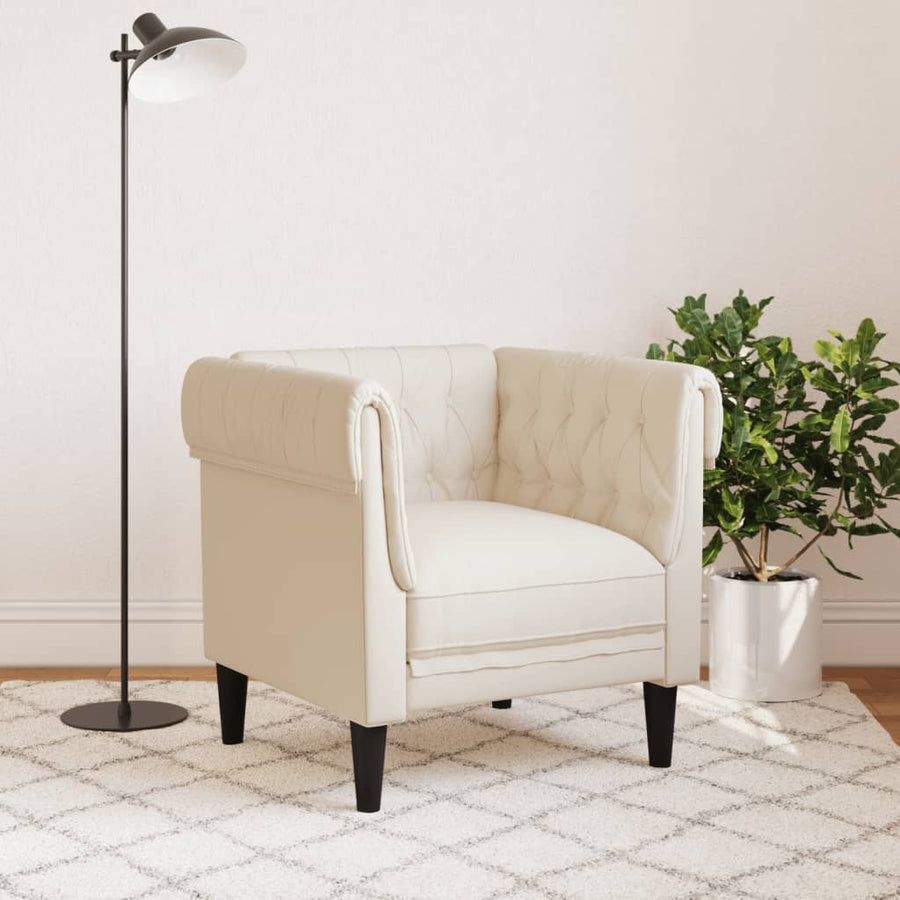 Fauteuil Chesterfield-stijl stof crèmekleurig