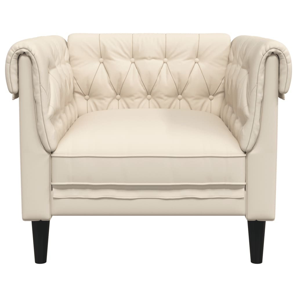Fauteuil Chesterfield-stijl stof crèmekleurig