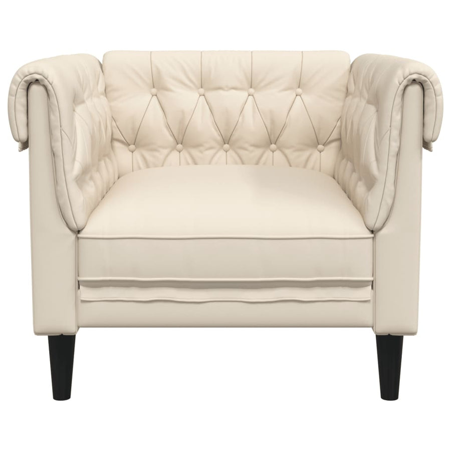 Fauteuil Chesterfield-stijl stof crèmekleurig