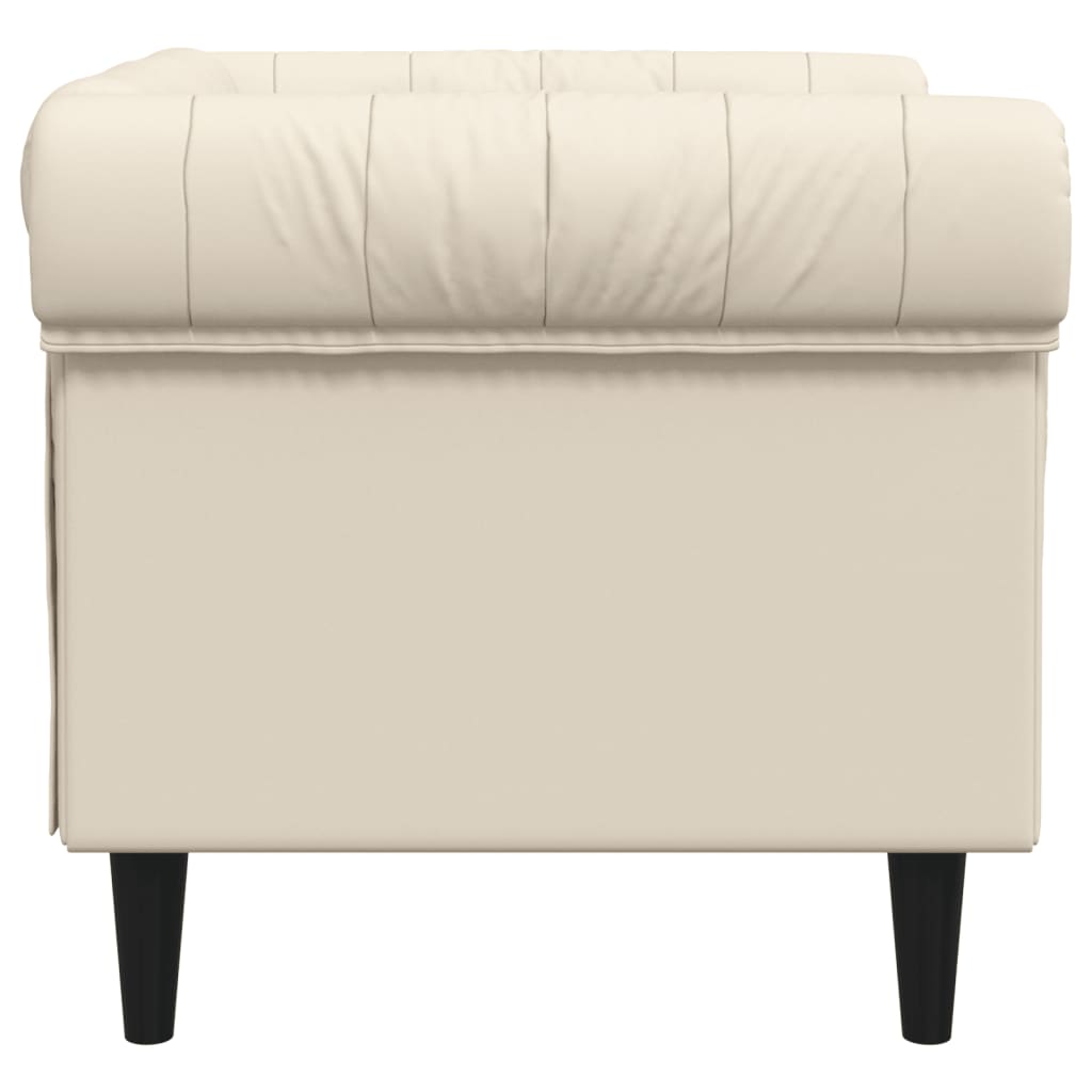 Fauteuil Chesterfield-stijl stof crèmekleurig
