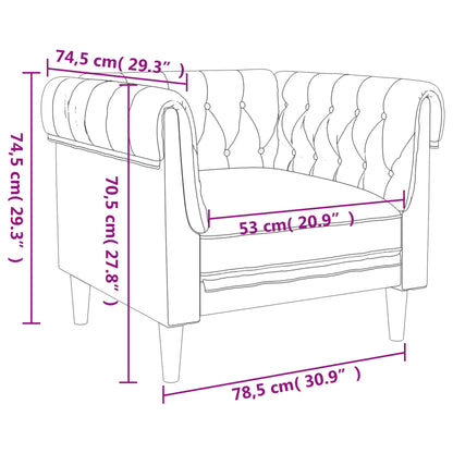 Fauteuil Chesterfield-stijl stof crèmekleurig