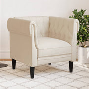 Fauteuil Chesterfield linnen crèmekleurig