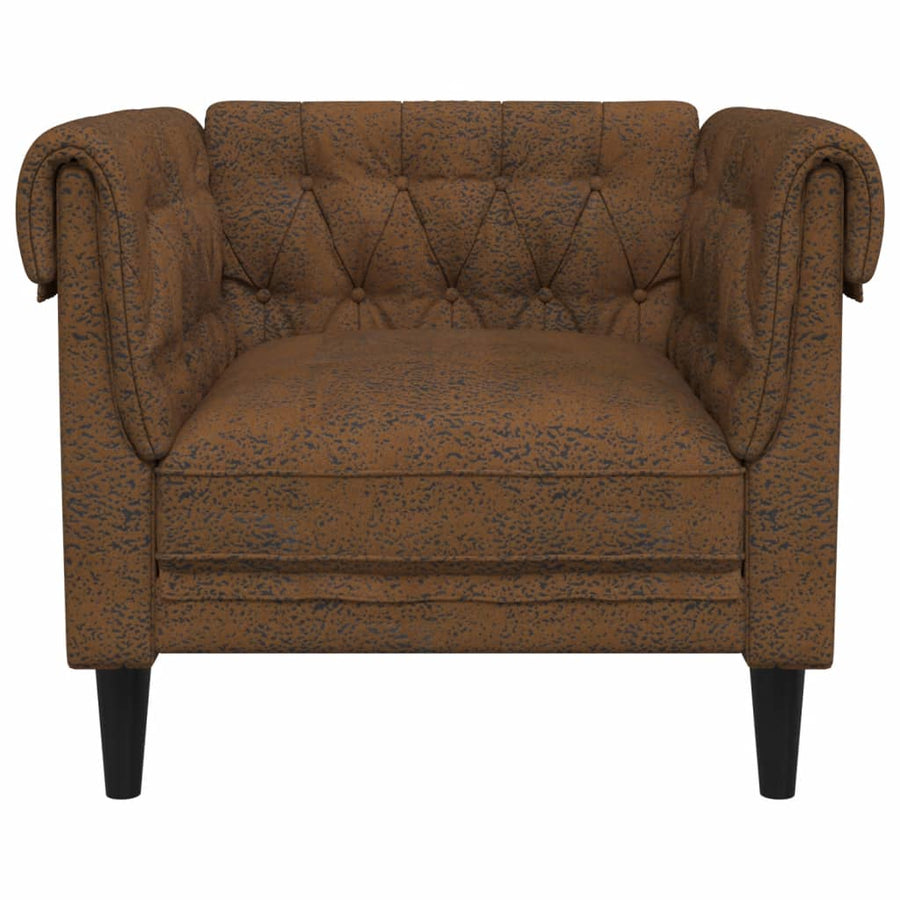 Fauteuil Chesterfield-stijl stof bruin