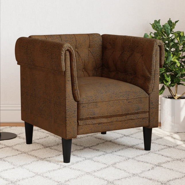 Fauteuil Chesterfield-stijl stof bruin