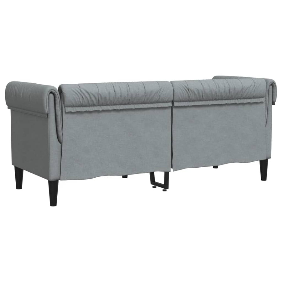 Tweezitsbank Chesterfield-stijl stof lichtgrijs