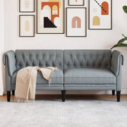 Tweezitsbank Chesterfield stof lichtgrijs 182,5x74,5x74,5 cm