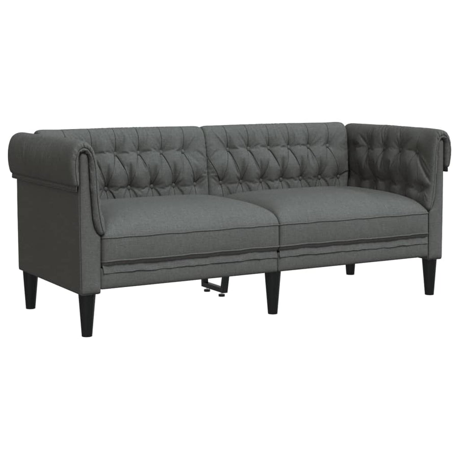 Tweezitsbank Chesterfield-Stijl Stof Donkergrijs