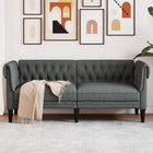 Two-seater Chesterfield-style sofa dark grey fabric